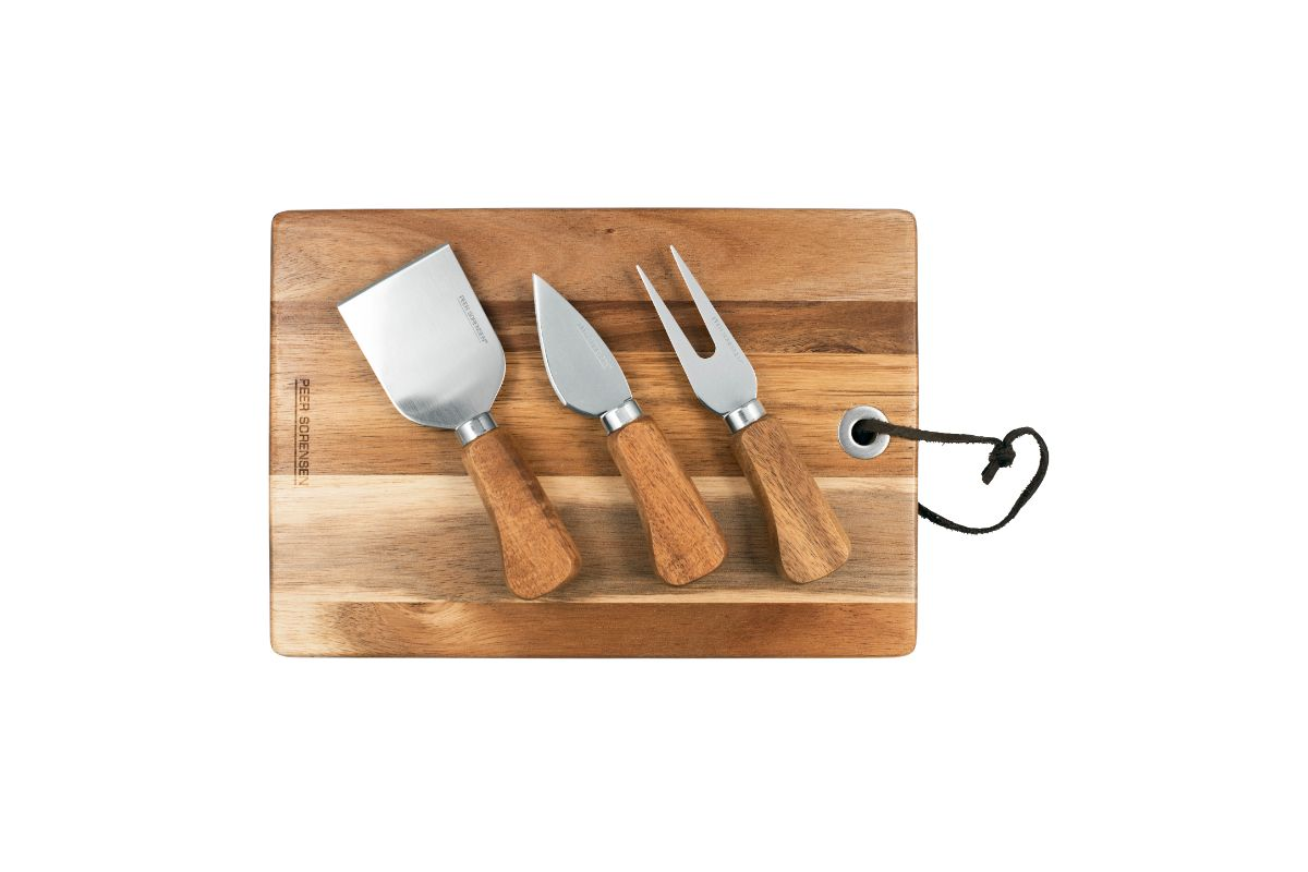 Peer Sorensen Rectangular Cheese Serving Board with 3 Knives Acacia