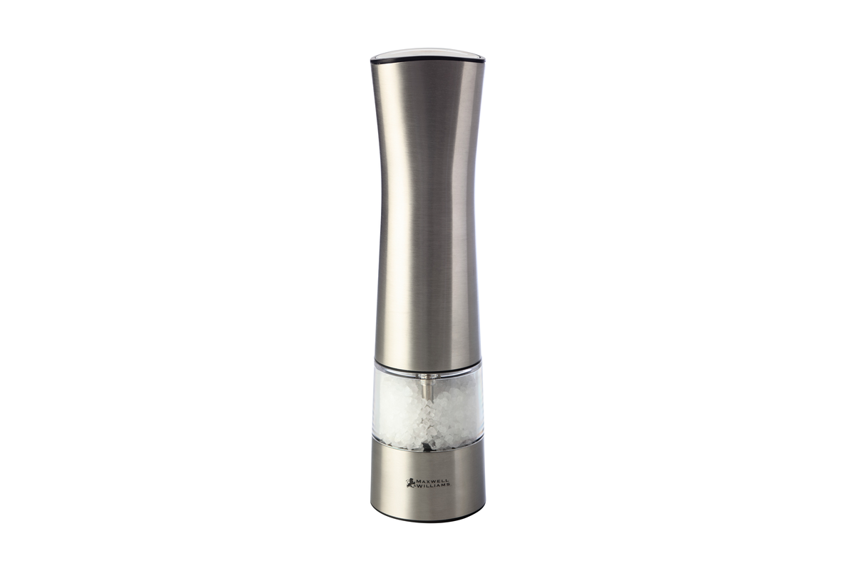 Maxwell & Williams Cosmopolitan Electric Salt or Pepper Mill 21cm Silver Gift Boxed