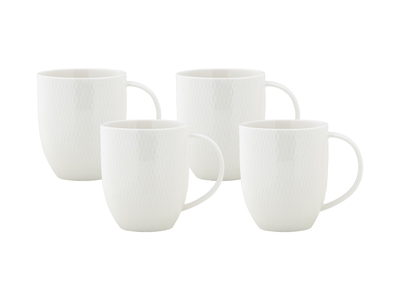 Maxwell & Williams White Basics Diamonds Coupe Mug 370ml Set of 4 Gift Boxed-maxwell-and-williams-What's Cooking Online Store