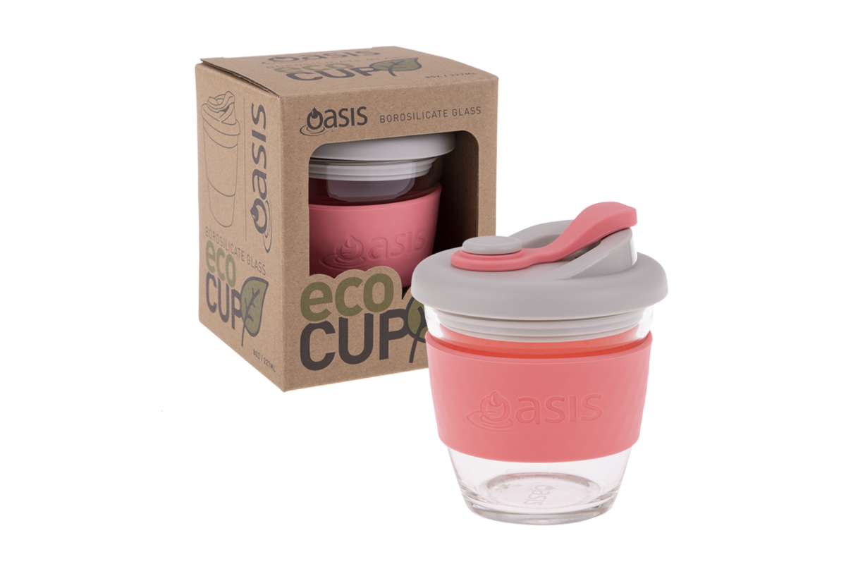 Oasis Glass Eco Cup 8oz 225ml Coral