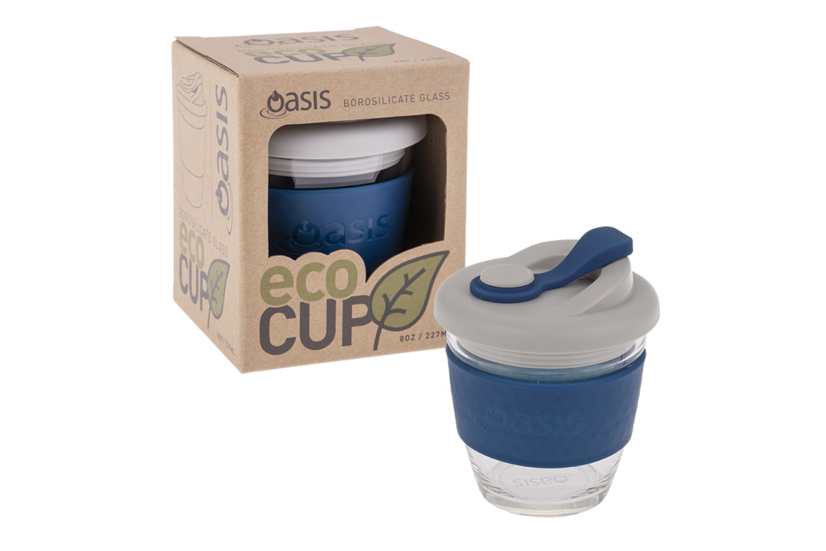 Oasis Glass Eco Cup 8oz 225ml Navy