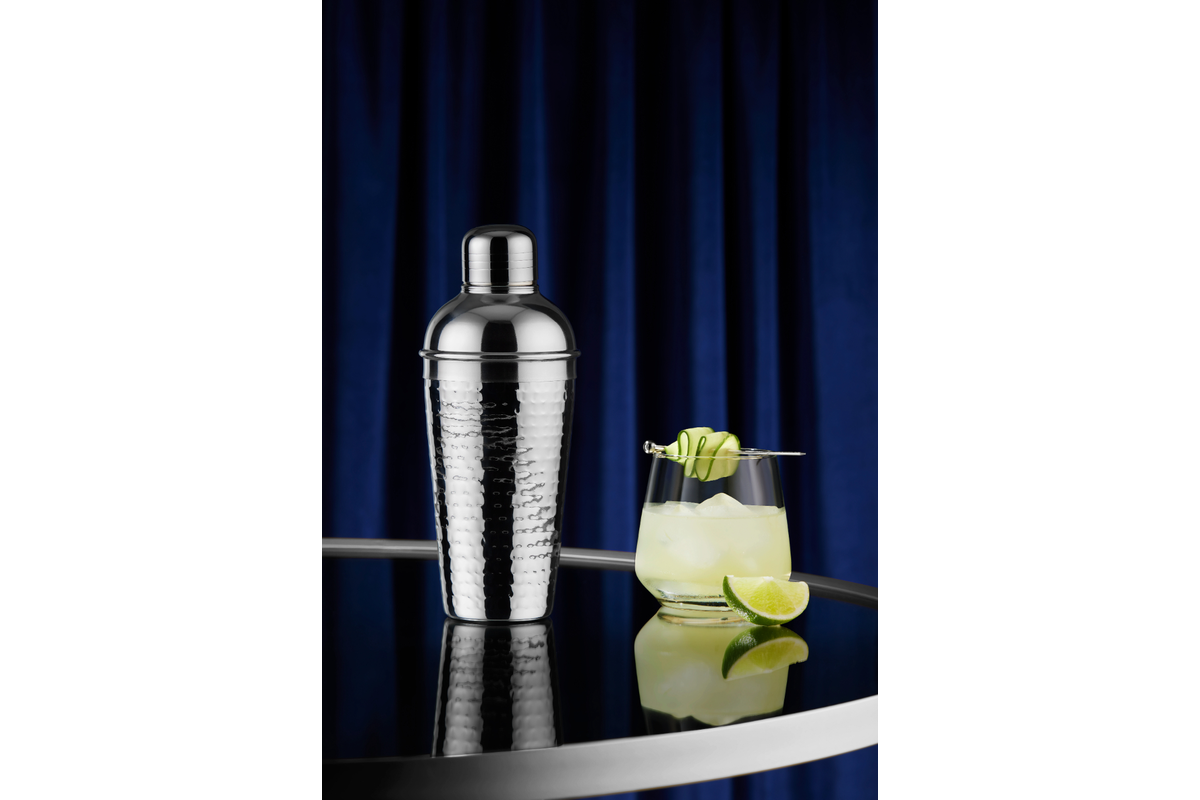 Maxwell & Williams Cocktail & Co Lexington Hammered Cocktail Shaker 500ml Silver Gift Boxed