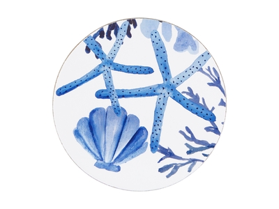 Maxwell & Williams Blue Coral Round Cork Back Coaster 10cm Set of 4 Gift Boxed-maxwell-and-williams-What's Cooking Online Store