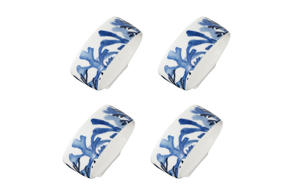 Maxwell & Williams Blue Coral Napkin Ring Set of 4 Gift Boxed