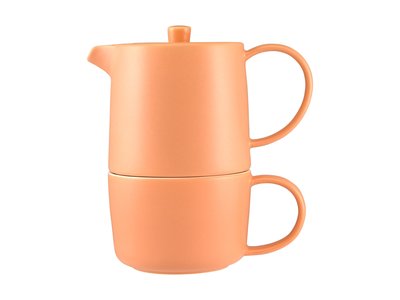 Maxwell & Williams Cafe Life Tea for One With Infuser 450ml Apricot Gift Boxed-maxwell-and-williams-What's Cooking Online Store