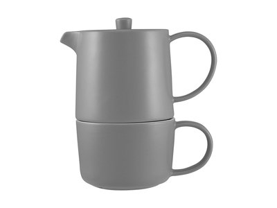 Maxwell & Williams Cafe Life Tea for One With Infuser 450ml Grey Gift Boxed-maxwell-and-williams-What's Cooking Online Store