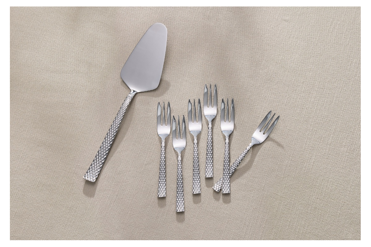 Maxwell & Williams Diamonds Cake Server & Fork Set 7pc Gift Boxed