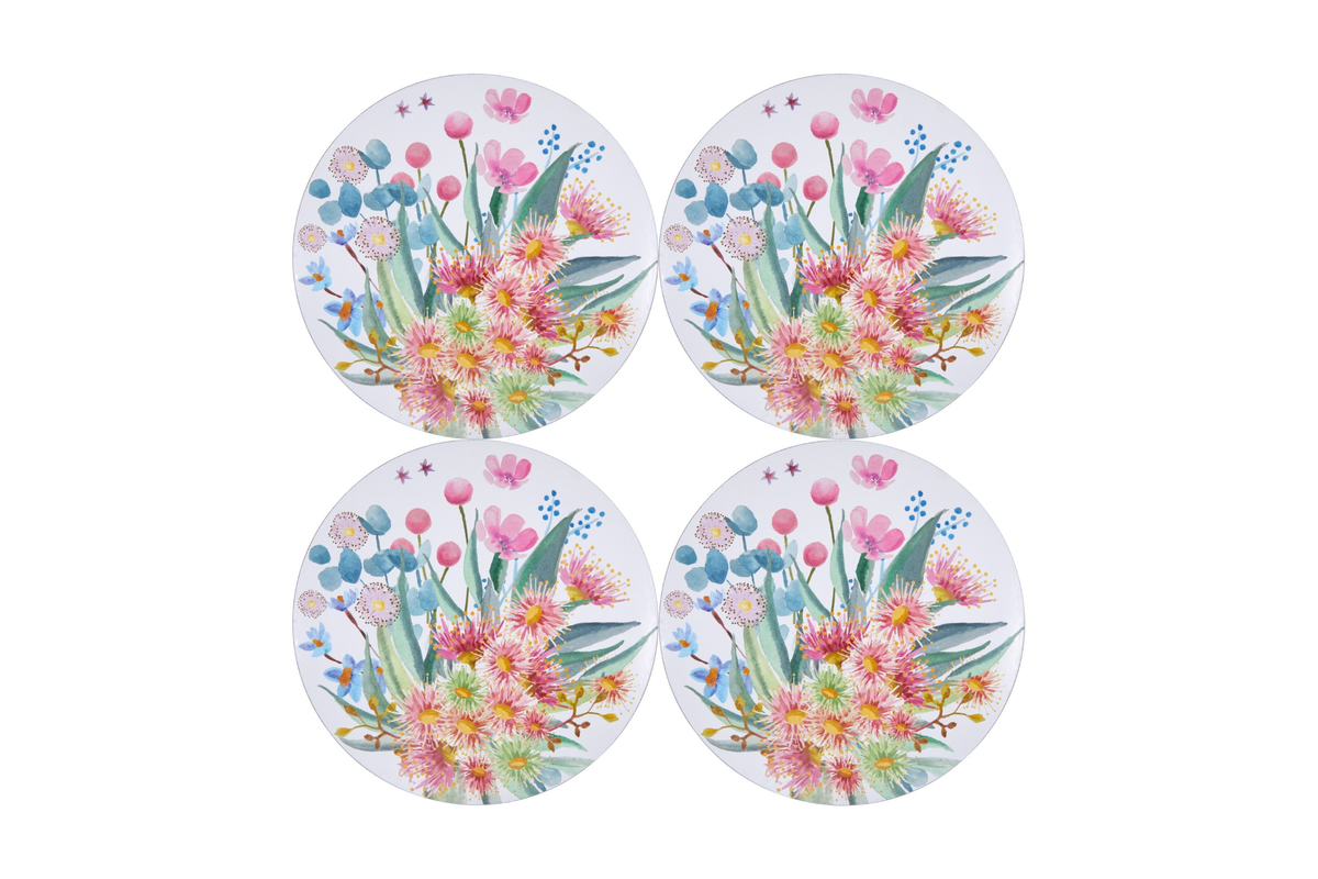 Maxwell & Williams Royal Botanic Gardens Eucalyptus Bloom Round Cork Back Placemat 32cm Set of 4 Gift Boxed