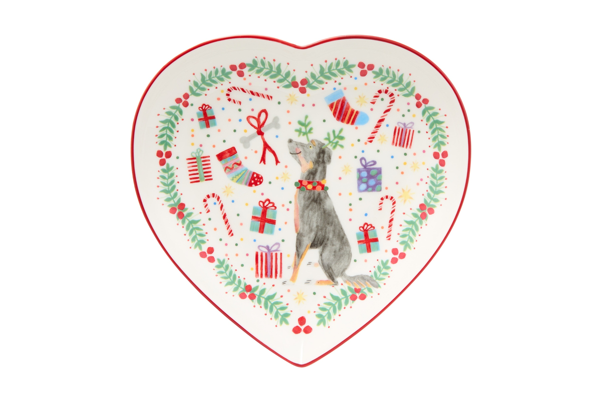 Maxwell and Williams Jolly Joy Joy Heart Dish 20cm Dog Gift Boxed