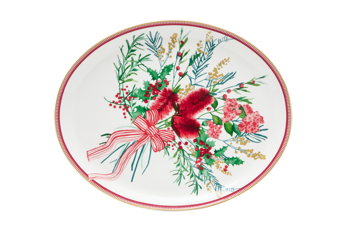 Maxwell and Williams Festive Flora Oval Platter 38x30cm Gift Boxed