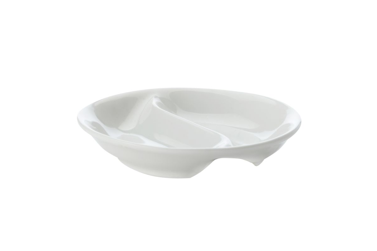 Maxwell & Williams White Basics Rnd Divided Sauce Dish 10cm