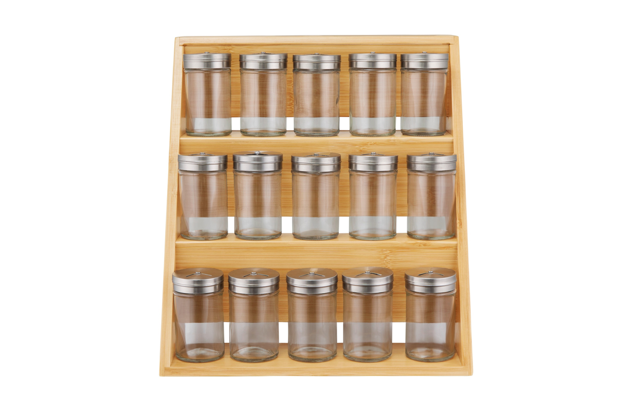 Maxwell & Williams Evergreen Bamboo Spice Rack 16pc Set Gift Boxed