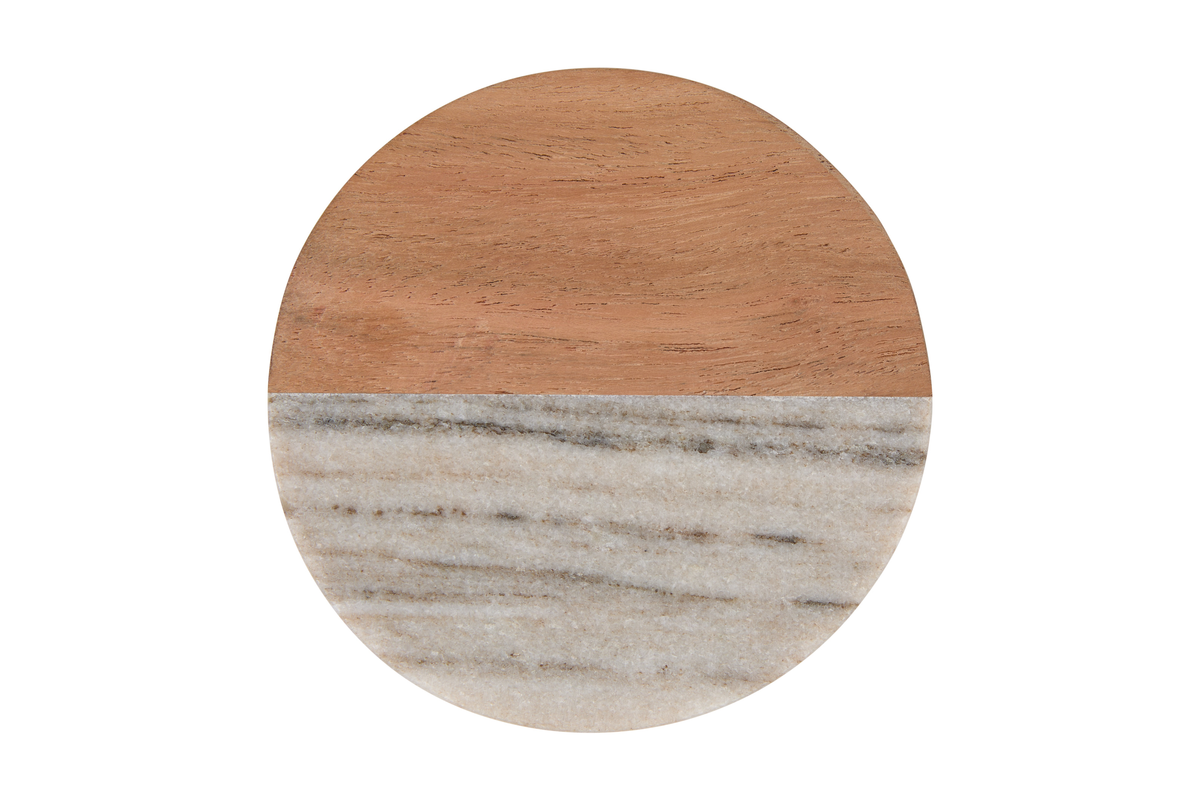 Maxwell & Williams Coaster Collective Round Marble & Acacia Coaster 10cm Beige