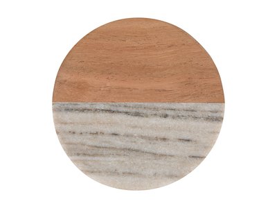 Maxwell & Williams Coaster Collective Round Marble & Acacia Coaster 10cm Beige-maxwell-and-williams-What's Cooking Online Store