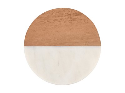 Maxwell & Williams Coaster Collective Round Marble & Acacia Coaster 10cm White-maxwell-and-williams-What's Cooking Online Store