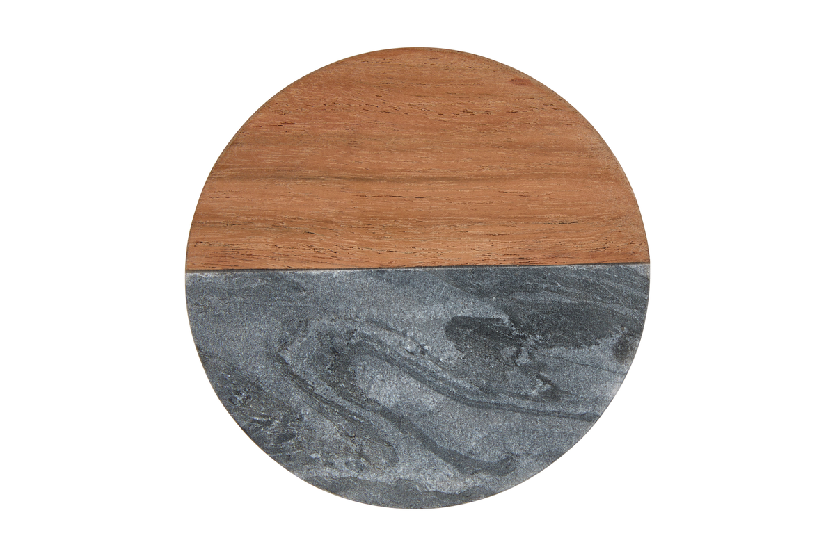 Maxwell & Williams Coaster Collective Round Marble & Acacia Coaster 10cm Charcoal