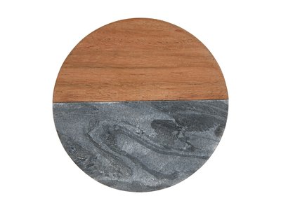 Maxwell & Williams Coaster Collective Round Marble & Acacia Coaster 10cm Charcoal-maxwell-and-williams-What's Cooking Online Store