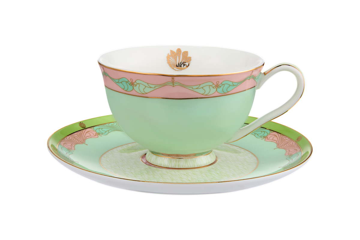 Maxwell & Williams Wicked Pink Goes Good With Green Footed Cup & Saucer 200ML Elphaba Gift Boxed