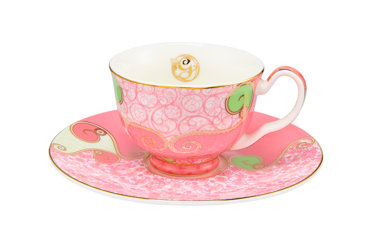 Maxwell & Williams Wicked Pink Goes Good With Green Demi Cup & Saucer 85ML Set of 2 Glinda Gift Boxed