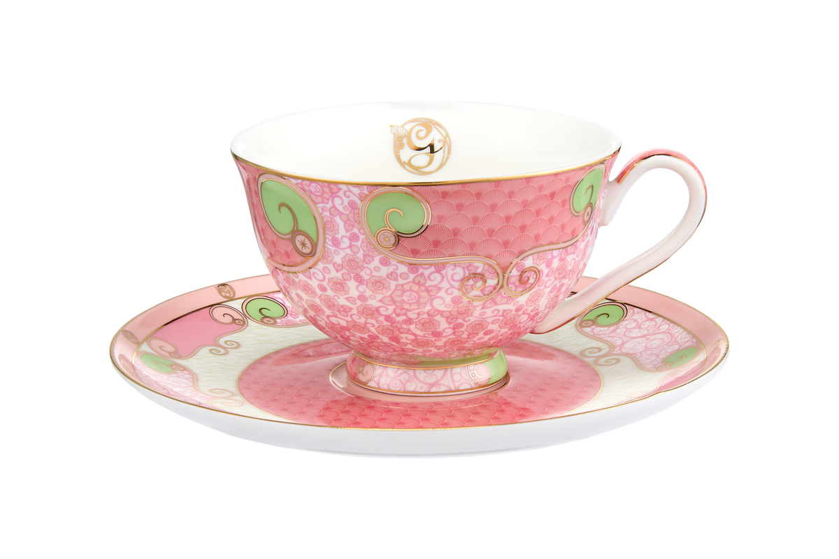 Maxwell & Williams Wicked Pink Goes Good With Green Footed Cup & Saucer 200ML Glinda Gift Boxed