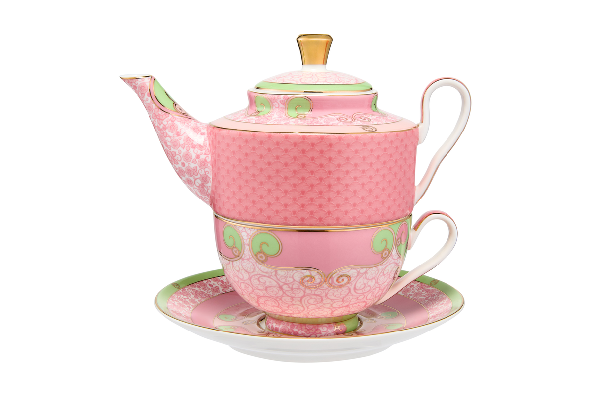 Maxwell & Williams Wicked Pink Goes Good With Green Tea for One With Infuser 380ML Glinda Gift Boxed