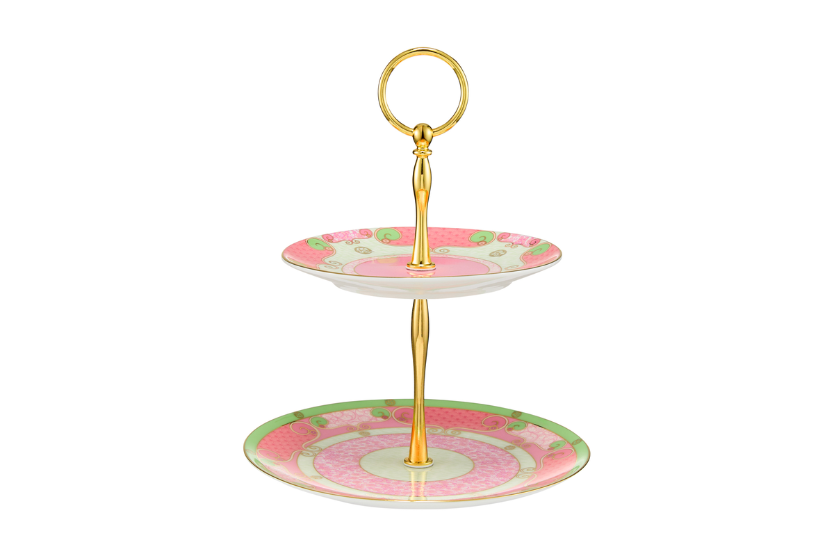 Maxwell & Williams Wicked Pink Goes Good With Green 2 Tiered Cake Stand Glinda Gift Boxed