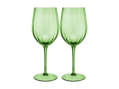 Maxwell & Williams Wicked Pink Goes Good With Green Ribbed Wine Glass Elphaba Set of 2 Gift Boxed-maxwell-and-williams-What's Cooking Online Store