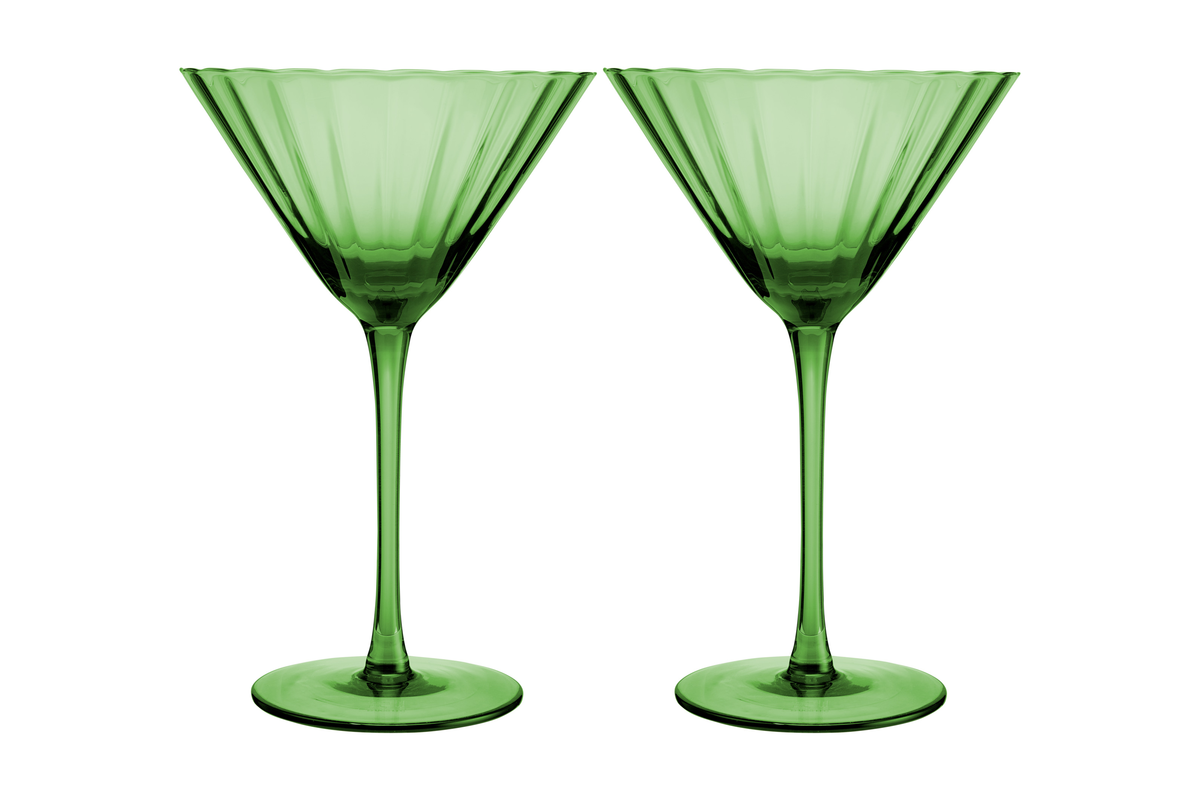 Maxwell & Williams Wicked Pink Goes Good With Green Ribbed Martini Glass Elphaba Set of 2 Gift Boxed