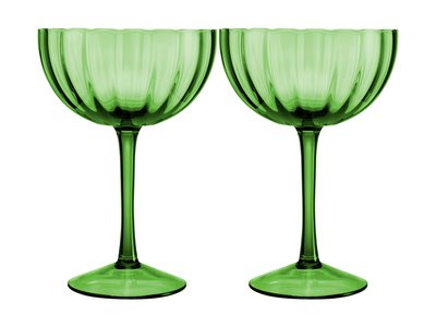 Maxwell & Williams Wicked Pink Goes Good With Green Ribbed Coupe Glass Elphaba Set of 2 Gift Boxed-maxwell-and-williams-What's Cooking Online Store