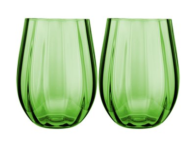 Maxwell & Williams Wicked Pink Goes Good With Green Ribbed Stemless Glass Elphaba Set of 2 Gift Boxed-maxwell-and-williams-What's Cooking Online Store