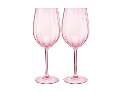 Maxwell & Williams Wicked Pink Goes Good With Green Ribbed Wine Glass Glinda Set of 2 Gift Boxed-maxwell-and-williams-What's Cooking Online Store