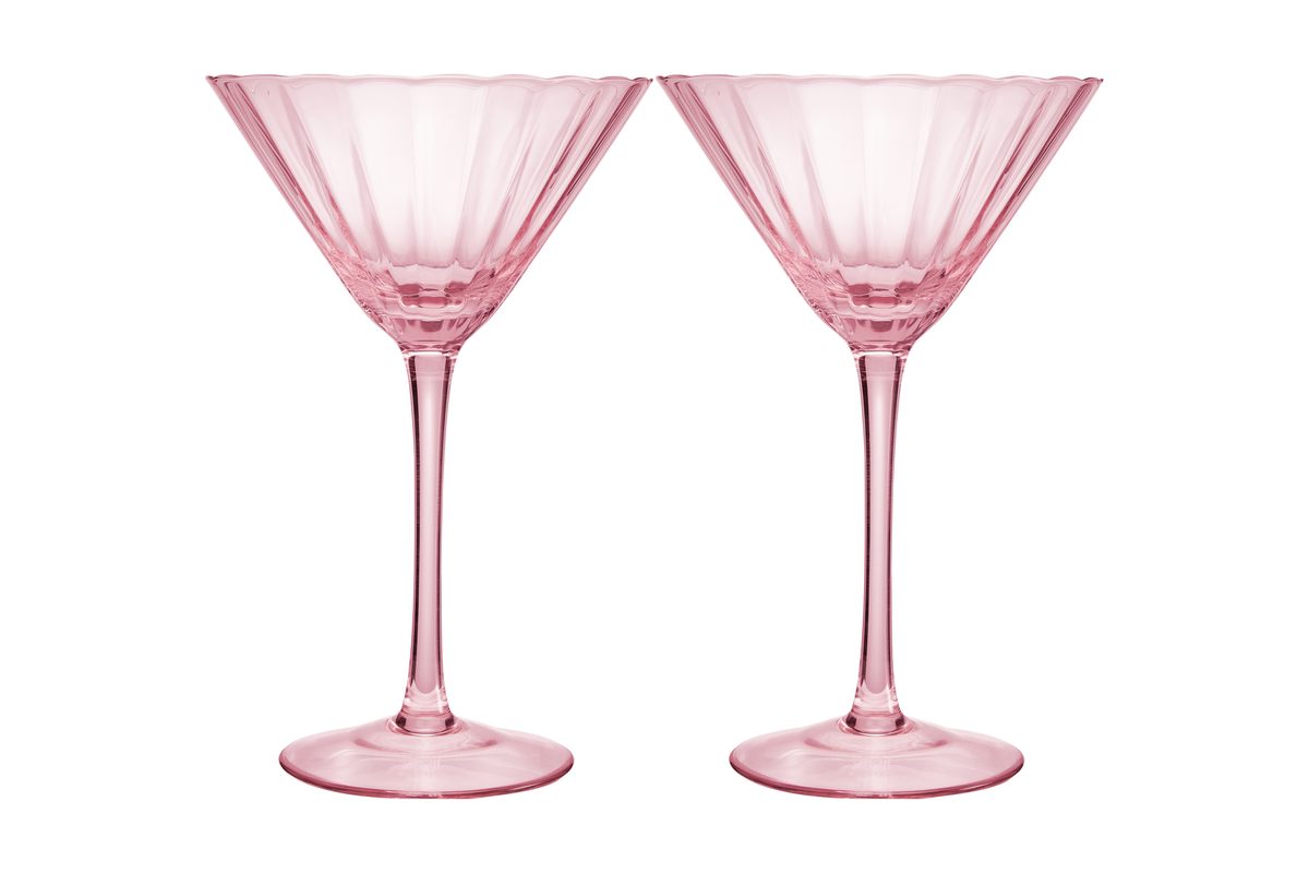 Maxwell & Williams Wicked Pink Goes Good With Green Ribbed Martini Glass Glinda Set of 2 Gift Boxed