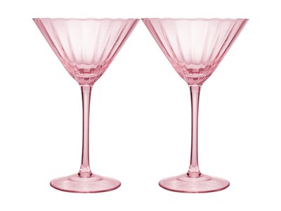 Maxwell & Williams Wicked Pink Goes Good With Green Ribbed Martini Glass Glinda Set of 2 Gift Boxed-maxwell-and-williams-What's Cooking Online Store