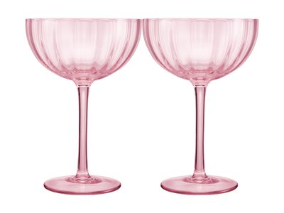 Maxwell & Williams Wicked Pink Goes Good With Green Ribbed Coupe Glass Glinda Set of 2 Gift Boxed-maxwell-and-williams-What's Cooking Online Store