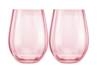 Maxwell & Williams Wicked Pink Goes Good With Green Ribbed Stemless Glass Glinda Set of 2 Gift Boxed-maxwell-and-williams-What's Cooking Online Store