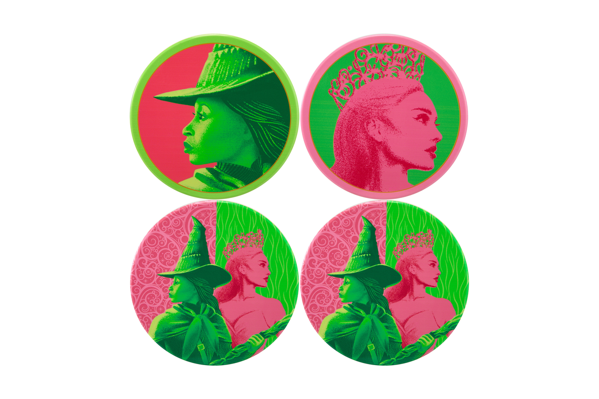 Maxwell & Williams Wicked Magical Ceramic Coaster 10cm Set of 4 Pink & Green Forever Gift Boxed