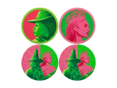 Maxwell & Williams Wicked Magical Ceramic Coaster 10cm Set of 4 Pink & Green Forever Gift Boxed-maxwell-and-williams-What's Cooking Online Store