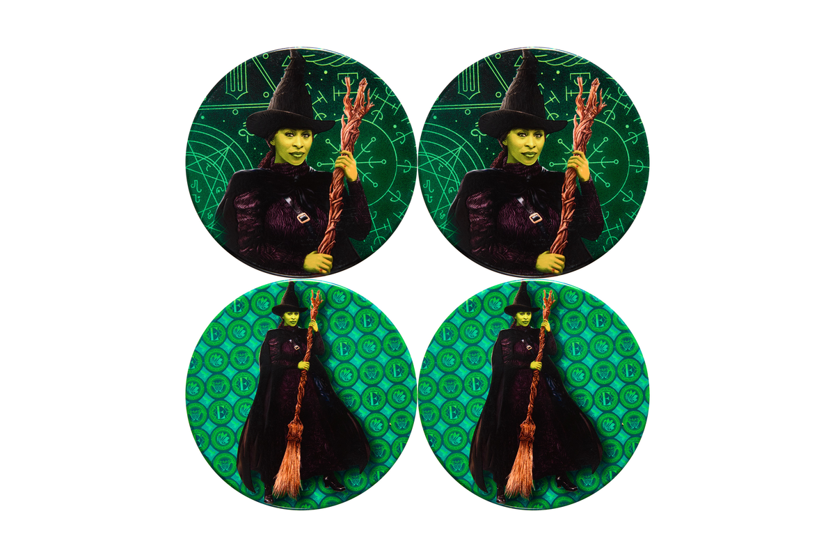 Maxwell & Williams Wicked Magical Ceramic Coaster 10cm Set of 4 Elphaba Gift Boxed