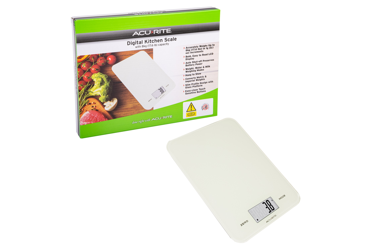 Accurite Large Slim Line Digital Scale 1g 8kg White