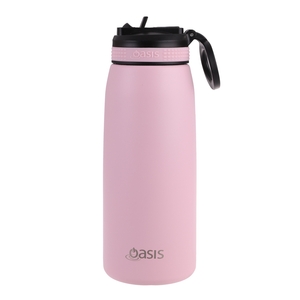 Oasis Stainless Steel Double Wall Insulated Sports Bottle with Sipper Straw 780ml Carnation-oasis-What's Cooking Online Store