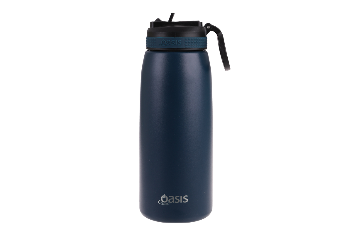 Oasis Stainless Steel Double Wall Insulated Sports Bottle with Sipper 780ml Navy