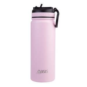 Oasis Stainless Steel Double Wall Challenger Bottle with Sipper Straw 550ml Carnation-oasis-What's Cooking Online Store