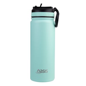 Oasis Stainless Steel Double Wall Challenger Bottle with Sipper Straw 550ml Mint-oasis-What's Cooking Online Store