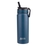 Oasis Stainless Steel Double Wall Challenger Bottle with Sipper Straw 550ml Navy