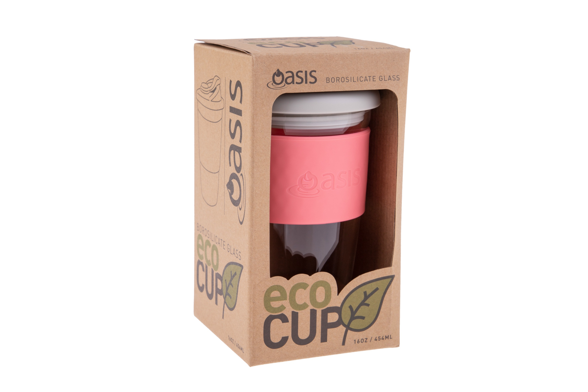 Oasis Glass Eco Cup 16oz 454ml Coral