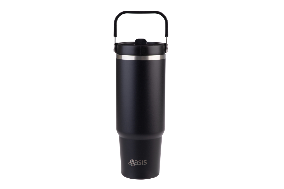 Oasis Stainless Steel Double Wall insulated Voyager Carry Tumbler 900Ml Black