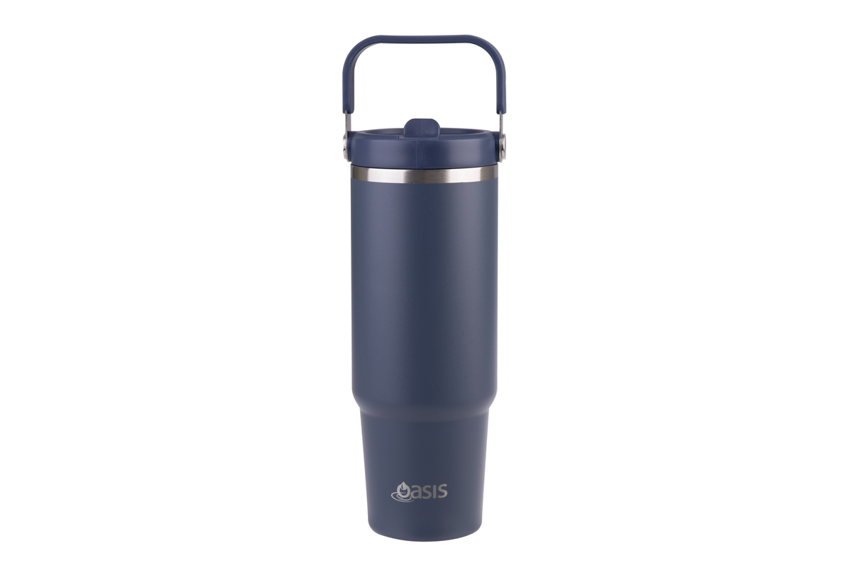 Oasis Stainless Steel Double Wall insulated Voyager Carry Tumbler 900Ml Indigo