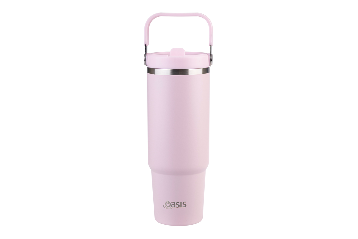 Oasis Stainless Steel Double Wall insulated Voyager Carry Tumbler 900Ml Pink Lemonade