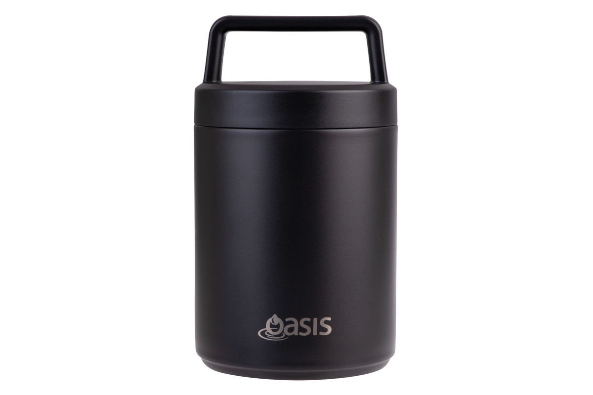 Oasis Stainless Steel Double Wall insulated Food Flask With  Handle 480Ml Black