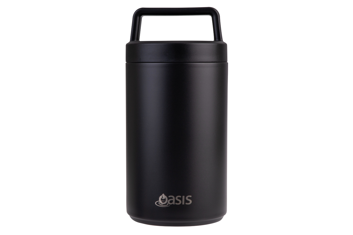 Oasis Stainless Steel Double Wall insulated Food Flask With  Handle 700Ml Black